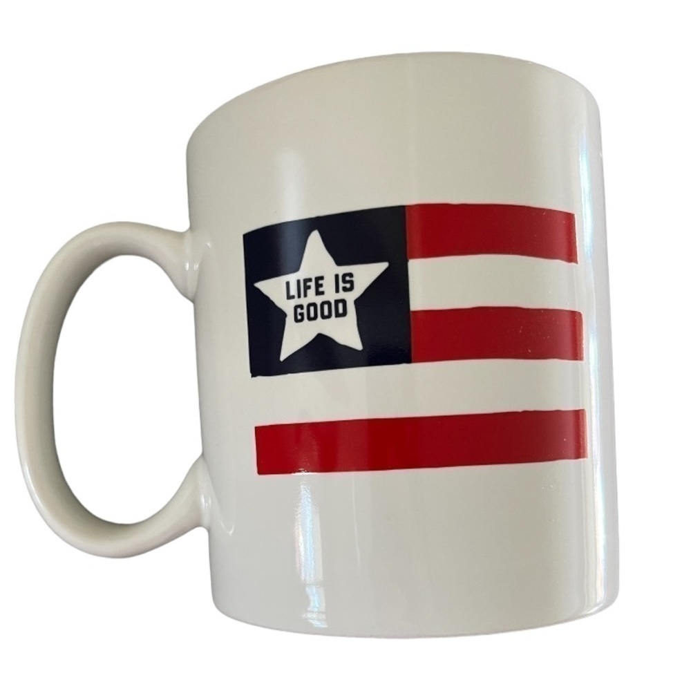 NWB Life Is Good Jake American Flag Mug - Patriotic Coffee/Tea Cup